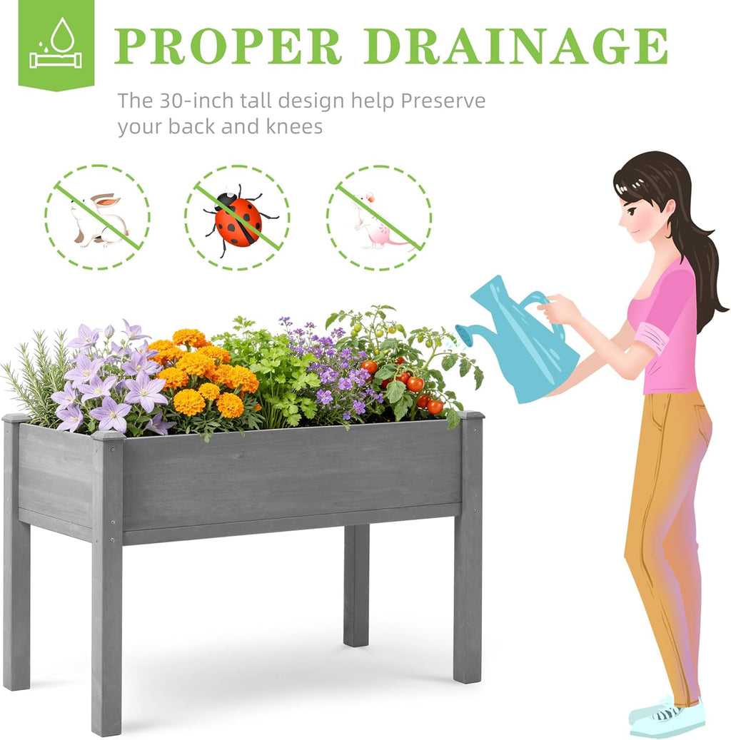 Raised Garden Bed with Legs, 48×24×30 Cedar Wood Elevated Planter Box | Large Growing Capacity,Premium Cedar