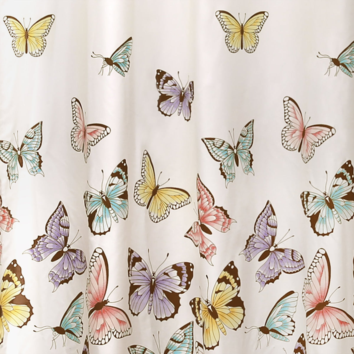 Flutter Butterfly 72" W x 72" L Pink - Fabric Shower Curtains - Ruffle Bathroom Curtain - Pink Decor