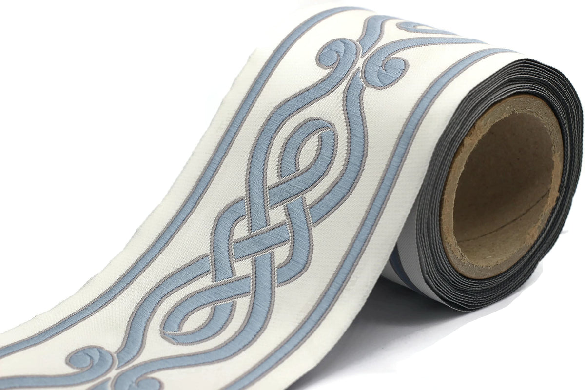 Spool 3.9" Spiral Drapery Trim Jacquard Ribbon for Your Drapes Curtains Drapery Banding Trim Tape V4 142 - 3.8 Yards
