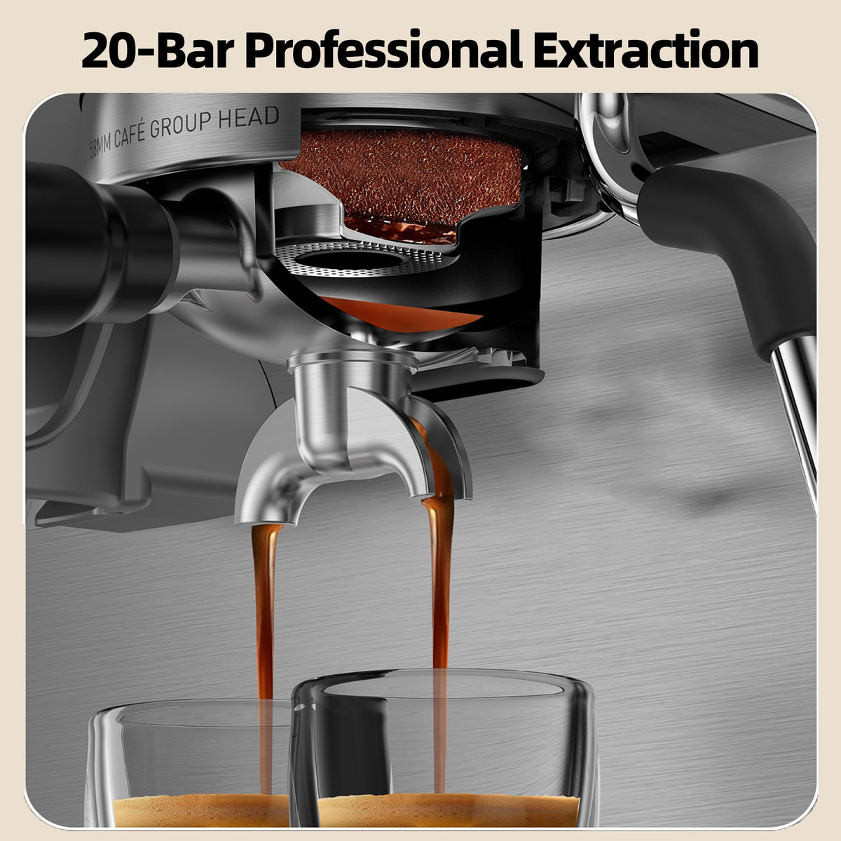 Coffee Maker with Grinder, Black & Stainless Steel Espresso