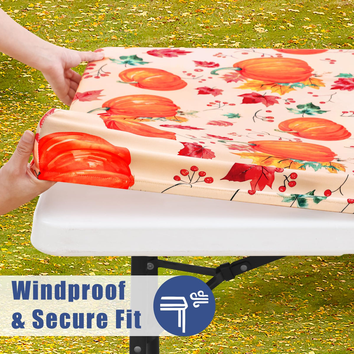 2 Pack Rectangle Spandex 6FT Elastic Fitted Thanksgiving Tablecloth