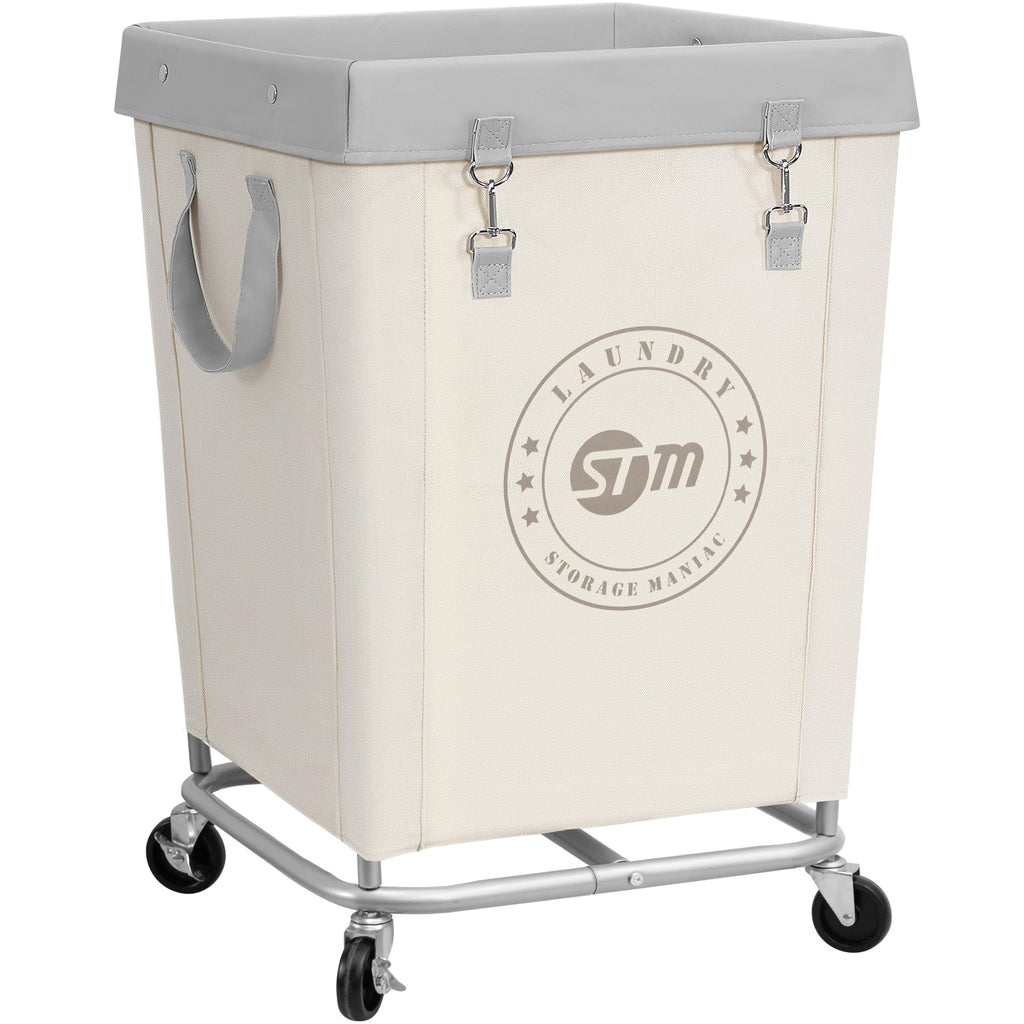 Commercial Laundry Hamper with Heavy Duty Steel Frame, 160 L Industrial Clothes Basket Cart with Wheels for Big