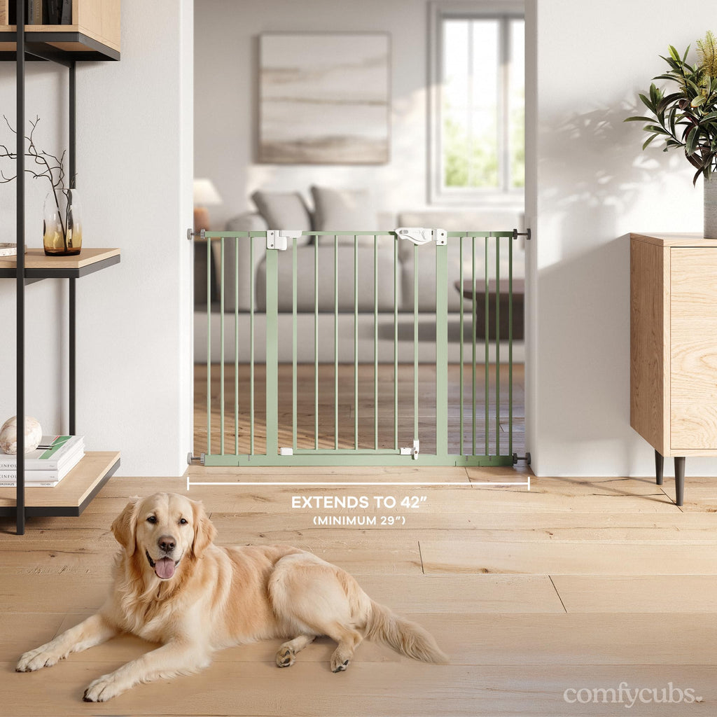 Baby Safety Gate Adjustable 42"x1.9"x30" Sage Pet Gate