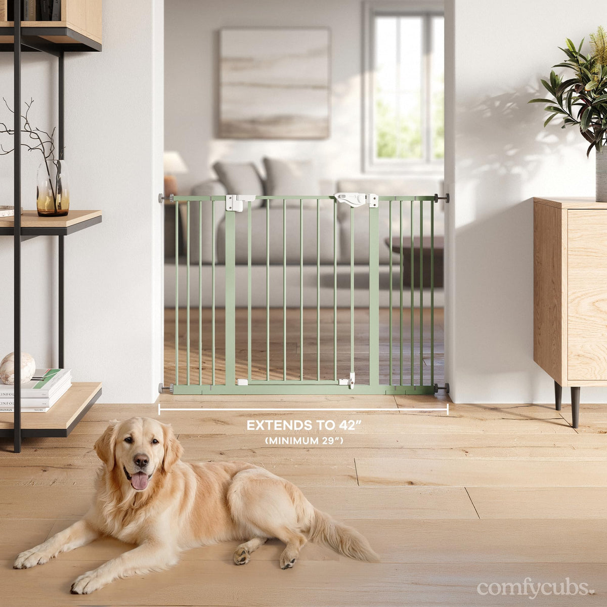 Baby Safety Gate Adjustable 42"x1.9"x30" Sage Pet Gate