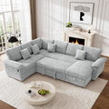 110" Sectional Sleeper Sofa with Pull Out Bed, Storage Chaise & USB Charging, U Shaped Plush Corduroy Comfy Sectional