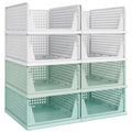 Green Boy Closet Organizers and Storage Stackable Plastic Drawer Basket for Clothing Stackable Storage Bins Shelf