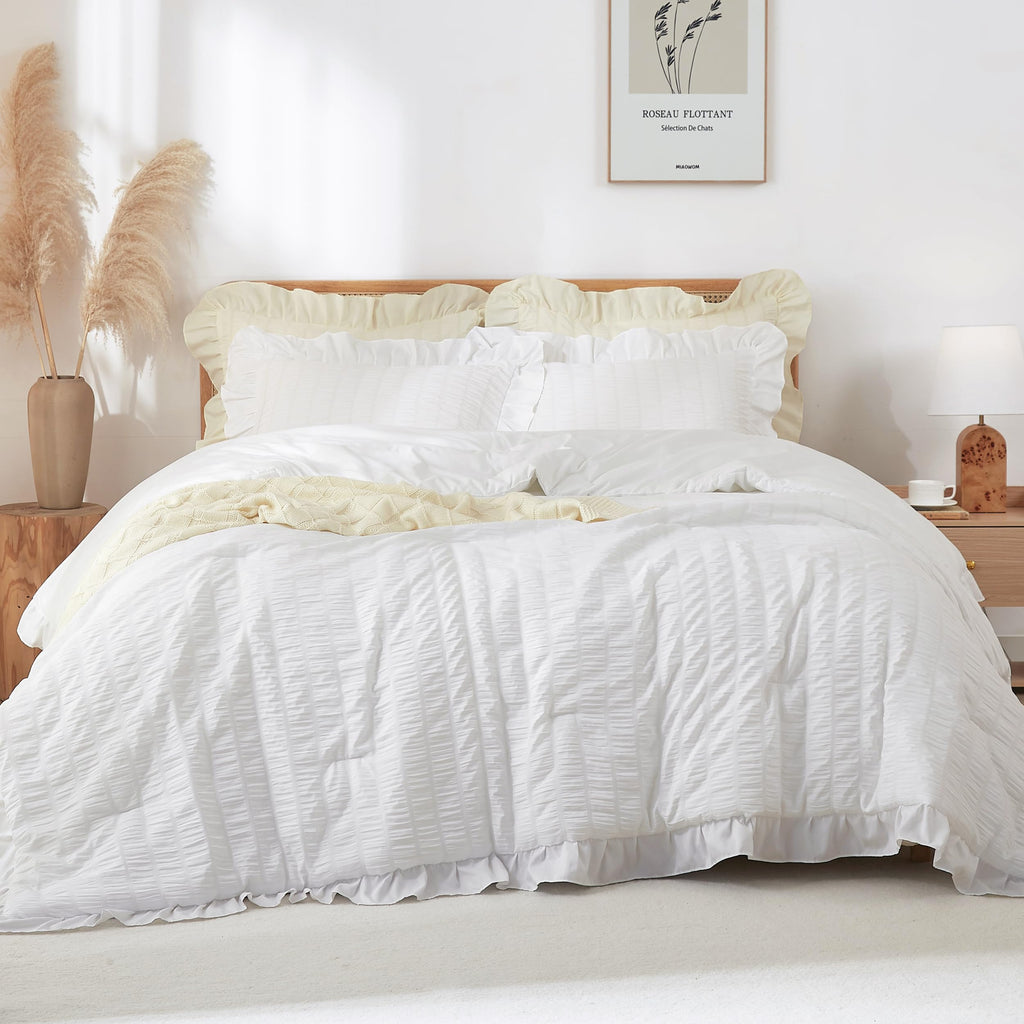 Ruffle Seersucker Comforter Set, Shabby Chic Bedding