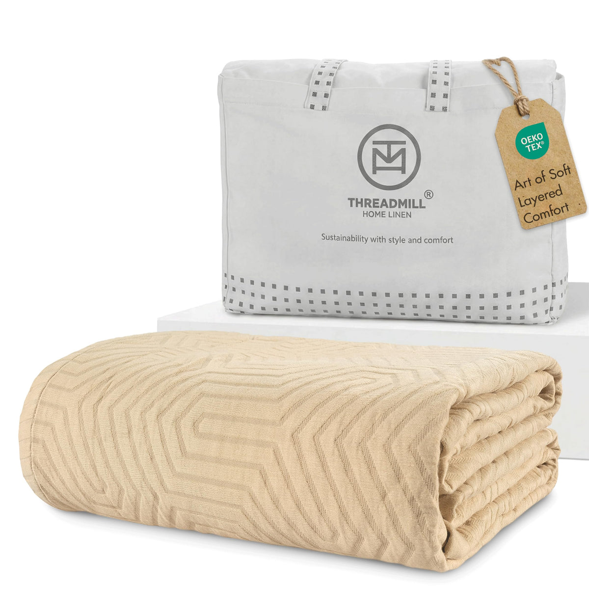 Luxury Cotton Blankets for Queen Size Bed | All-Season 100% Cotton Queen Size Blanket | Aster Jacquard Cozy