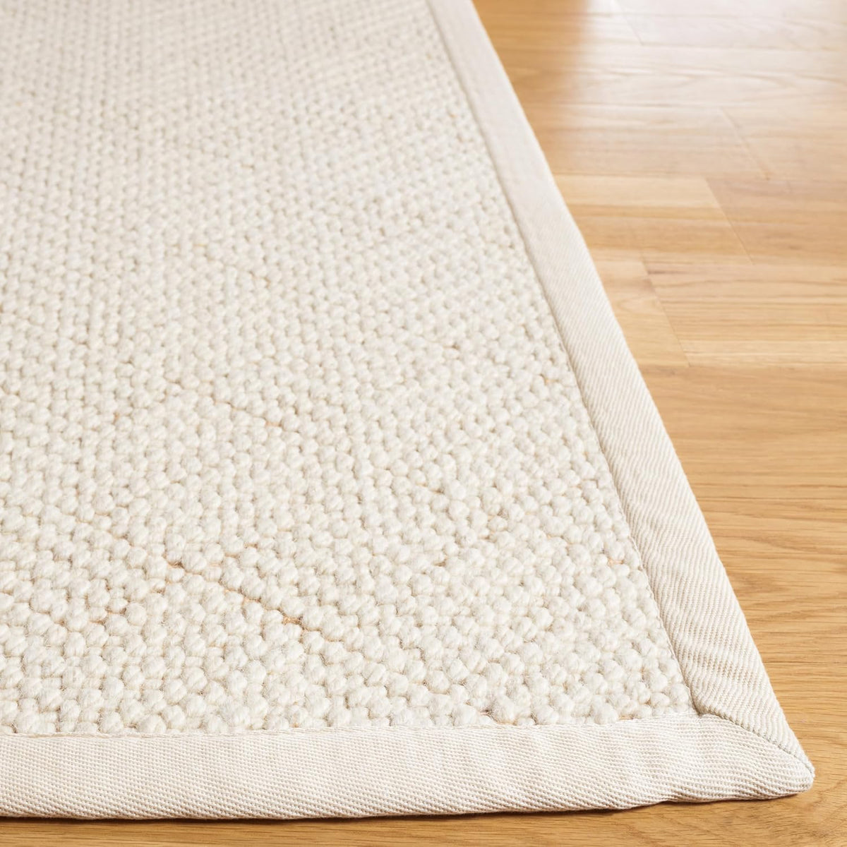 Natural Fiber Area Rug, Ivory, Handmade Wool & Jute
