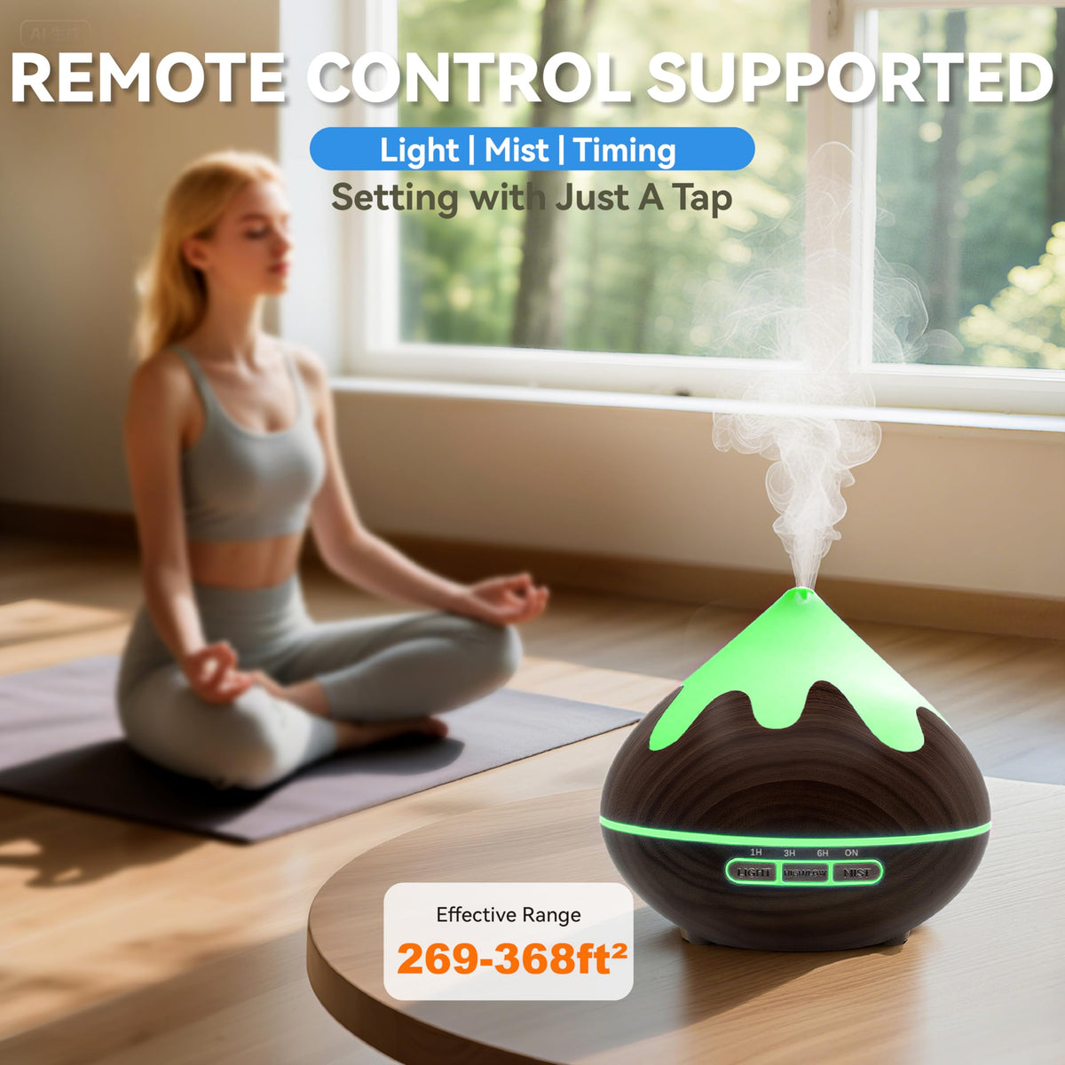 Essential Oil Diffuser, Aromatherapy Diffuser with Remote Control, Multifunctional Air Diffusers Room