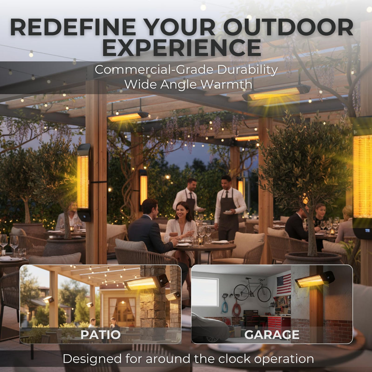 ZeboZap 1500W Infrared Electric Patio Heater for Gazebos, Pergolas, Decks, Garages, Backyards & Restaurants