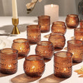 36 Pack Votive Candle Holders, Amber Hurricane Holders for Fall Centerpiece