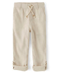 And Toddler Drawstring Linen Pants,Bisquit