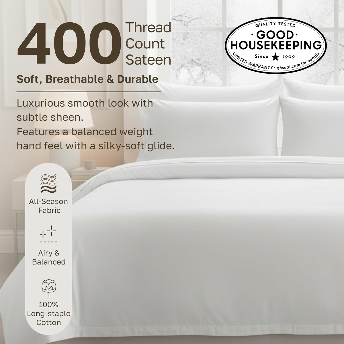 Luxury Duvet Cover Set, Striped White