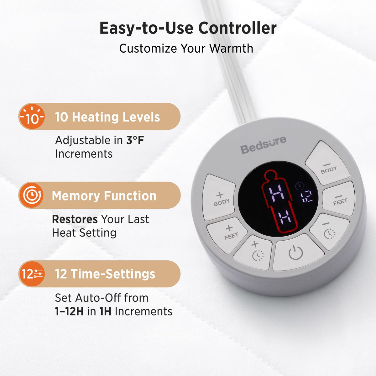 Multi-Zone Heated Mattress Pad Full, Memory Function, Bed Warmer