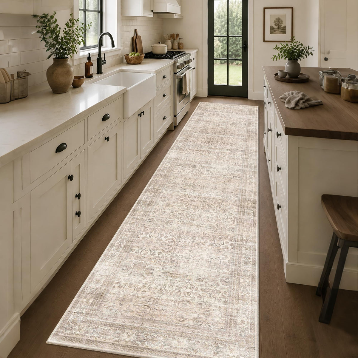 Hallway Runner Rugs Washable Beige Kitchen Runners Non Slip