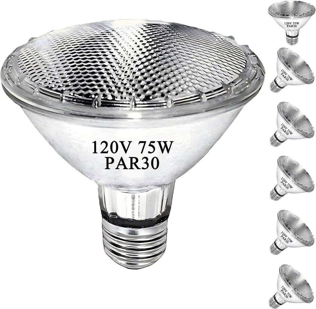 PAR30 Short Neck Halogen Flood Light Bulbs, 120V 75W PAR30 Light Bulb, Dimmable, High Output, E26 Medium Base, 2700K