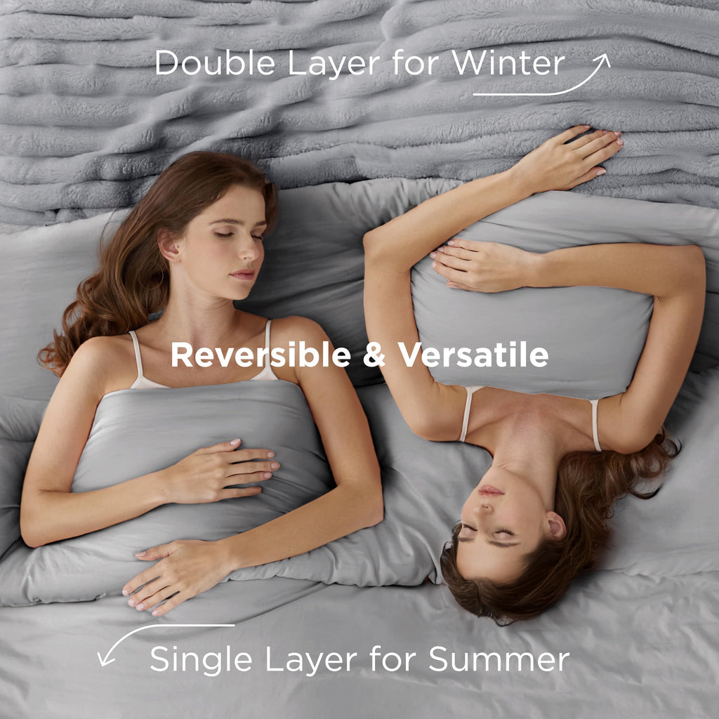 2-in-1 Comforter Set, Detachable Blanket, Grey Oversized