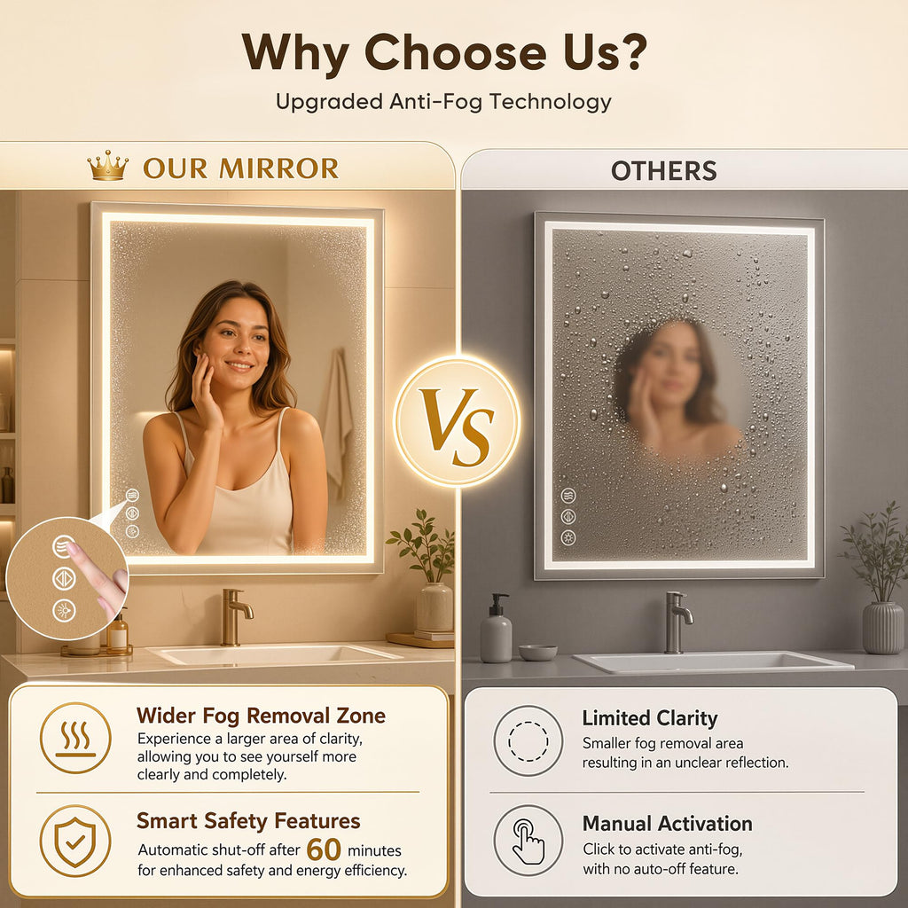 30x36 LED Bathroom Mirror with Lights, Backlit + Frontlit