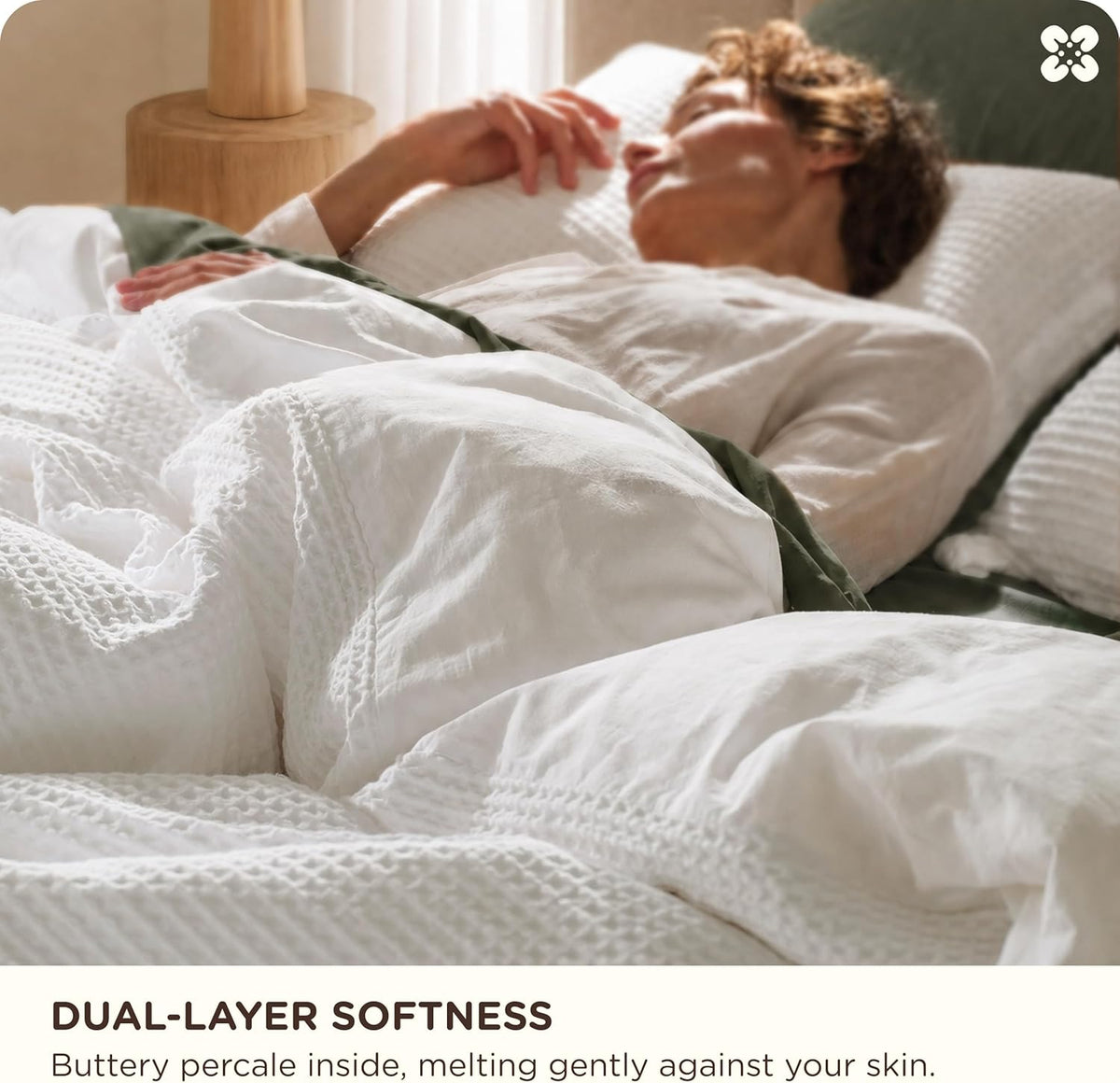 Cotton Duvet Cover - 100% Cotton Waffle Weave Coconut White Duvet Cover, PureWoven Breathable Bedding Set