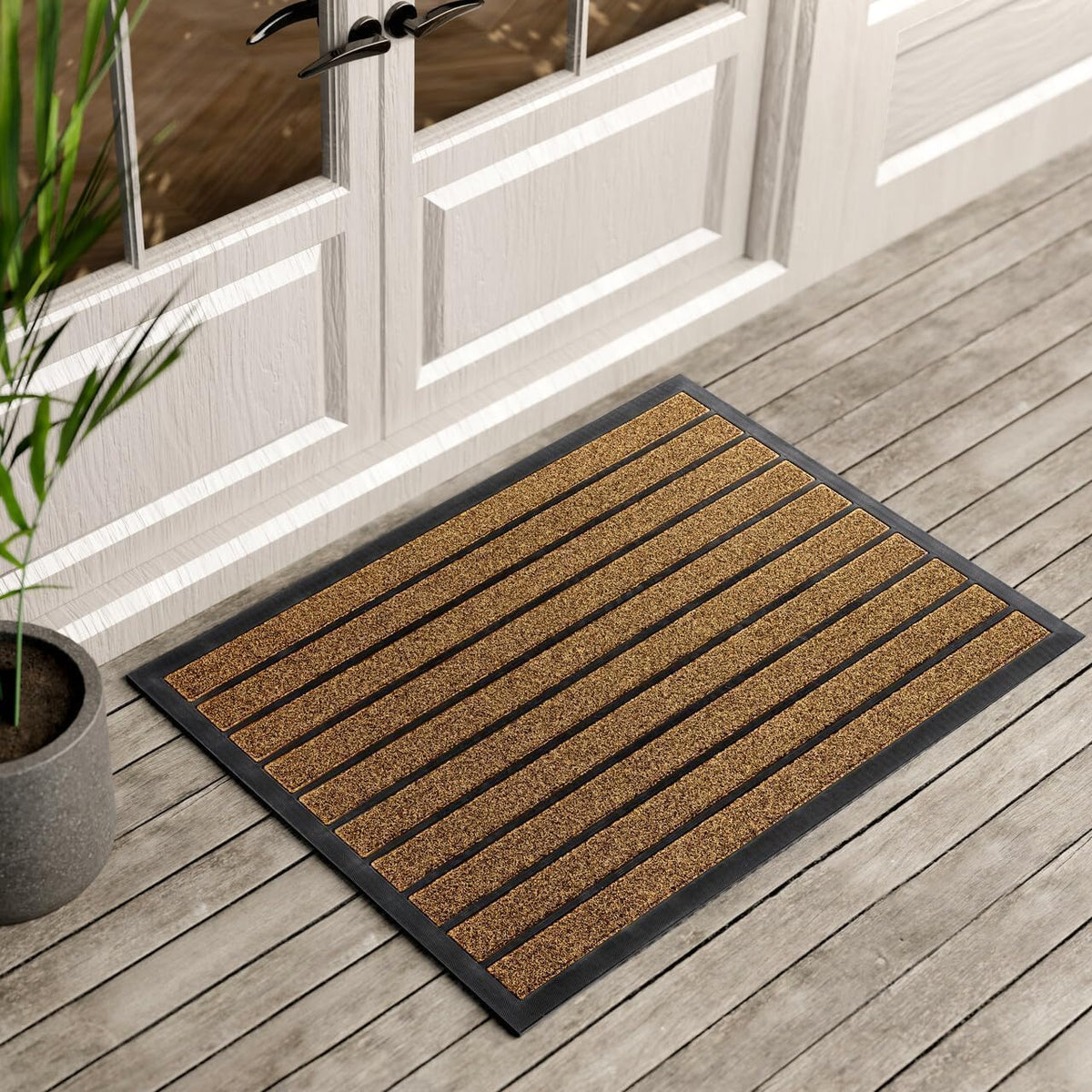 Extra Door Mat Outside Entrance (36" x 24", Bright Brown) | Dirt Trapping, Non-Slip Backing, Indoor or Outdoor Use