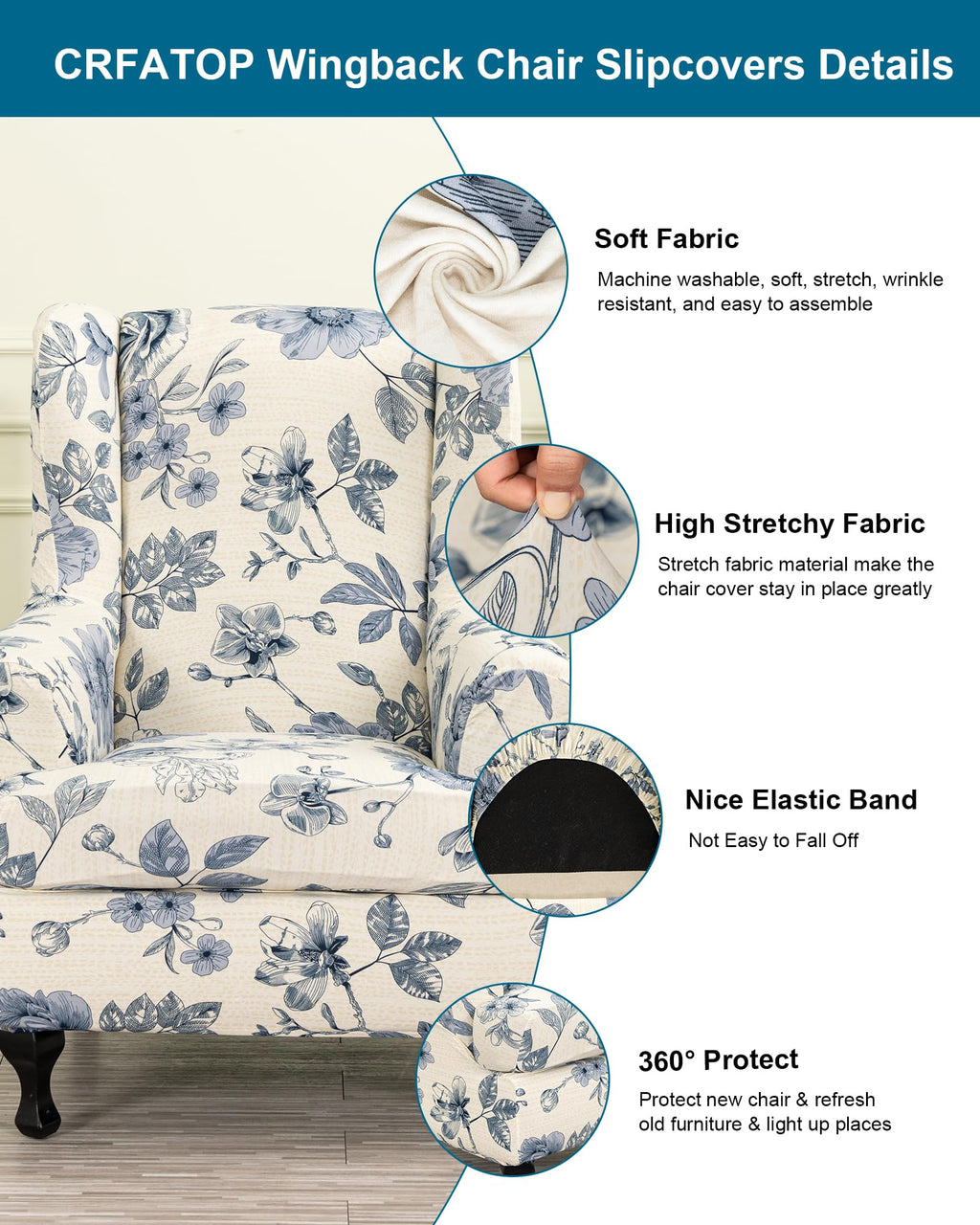 Wingback Chair Covers Stretch Armchair Slipcovers