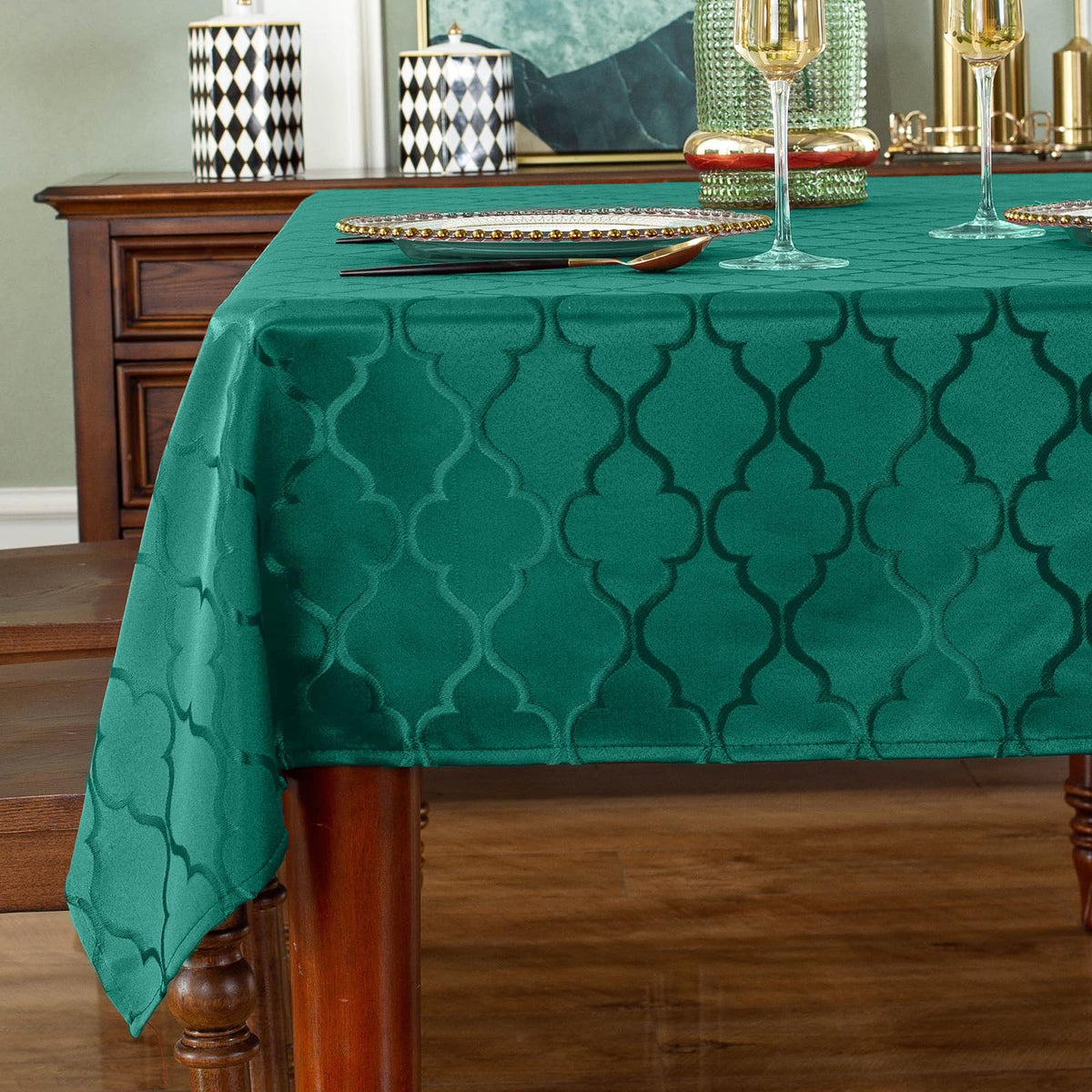 Christmas Rectangle Jacquard Tablecloth, Green, 60" x 120"