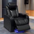 Home Theater Seating,Top-Grain Leather Recliner Sofa, Zero Gravity Power Reclining Couch with Ambient LED Lights