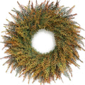 26" Large Artificial Fern Leaves Fall Wreath for Front Door (Orange-Green)