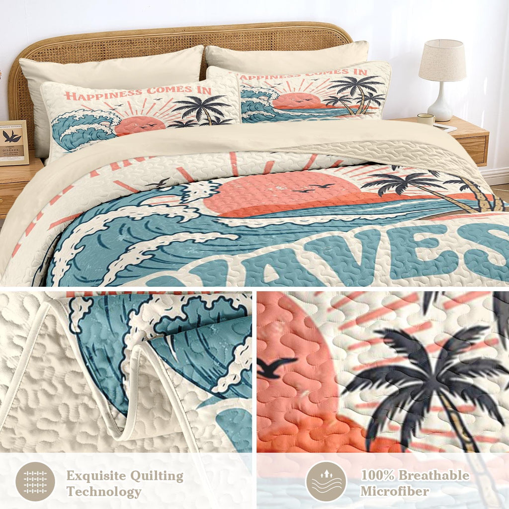 Quilt Set, 7 Pieces Beach Ocean Bedding, Bedspread