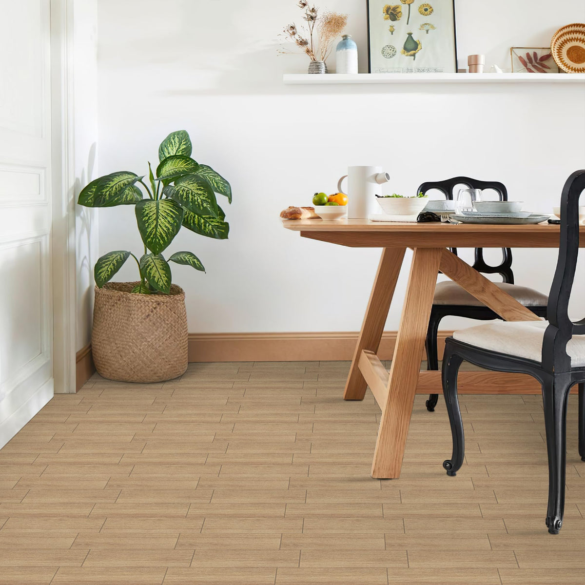 Thick Peel and Stick Floor Tile, Imitation Wood Grain Vinyl Flooring, Waterproof DIY Self-Adhesive Flooring Tiles