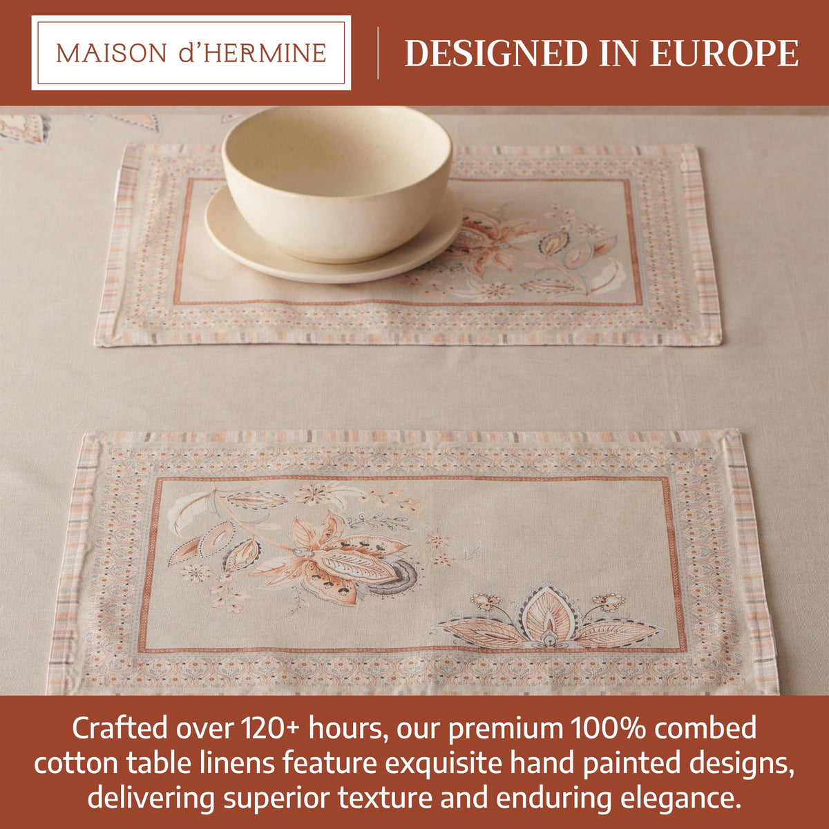 Placemats Set of 4 Reusable 100% Combed Cotton (13"x19")