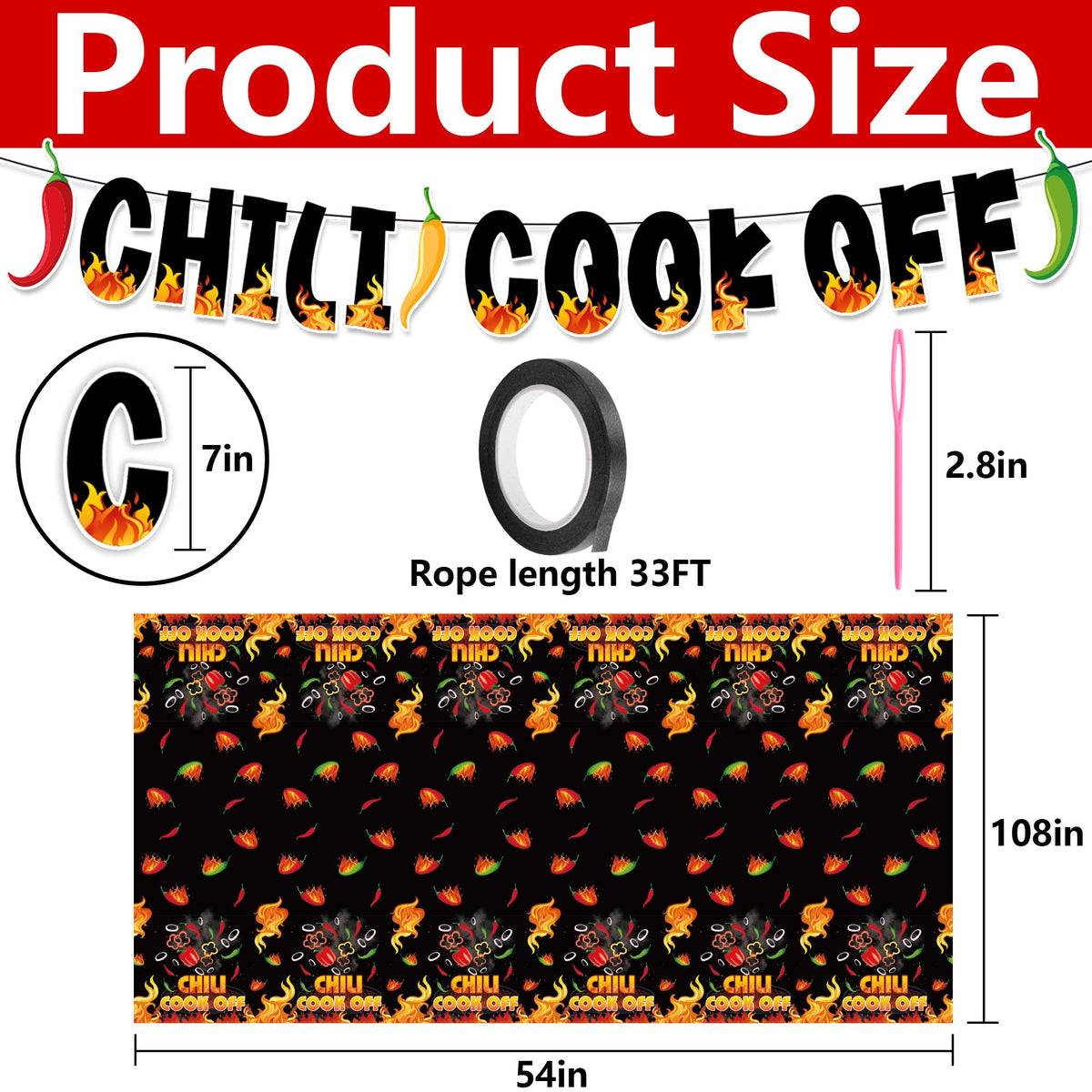 4 Pcs Black Chili Cook Off Table Decoration Set, Chilis Pepper Party Decor