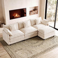 111.4" L‐Shaped Cloud Sectional Sofa Couch, Reversible Chaise, Beige