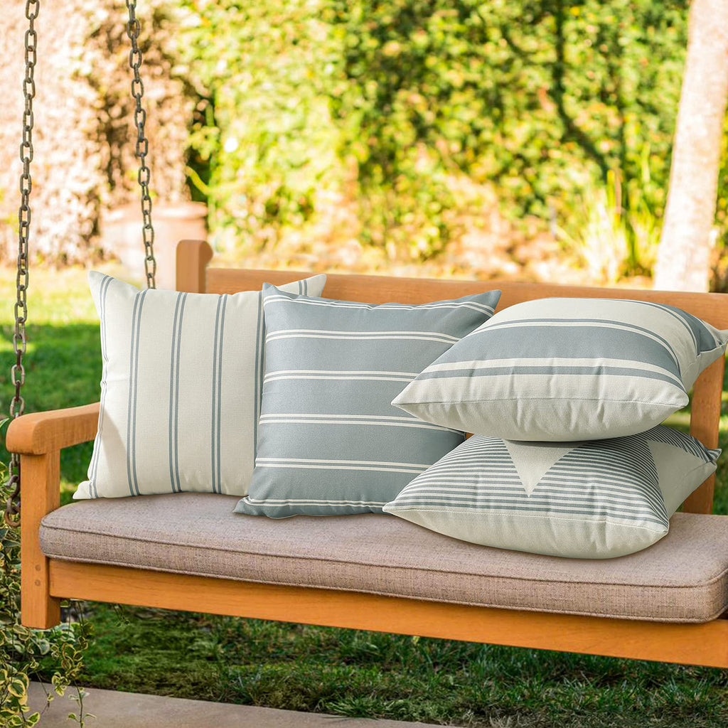 Outdoor Waterproof Throw Pillow Covers Set of 4 Geometry Decorative Throw Pillow Cases 18x18 Inch Square Cushion Case