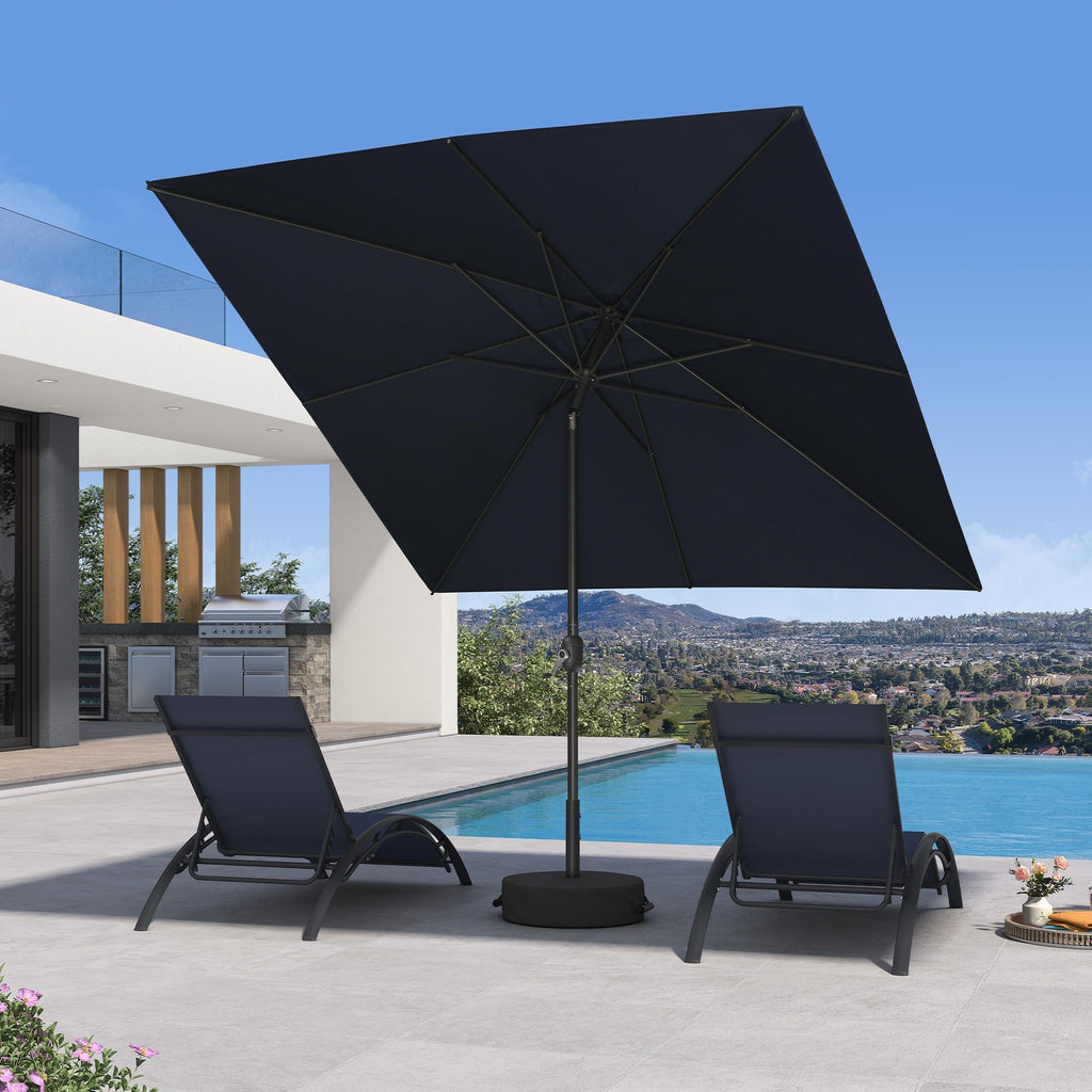 Patio Pool Umbrella 8' x 8' with Base UV Protection, Navy Blue