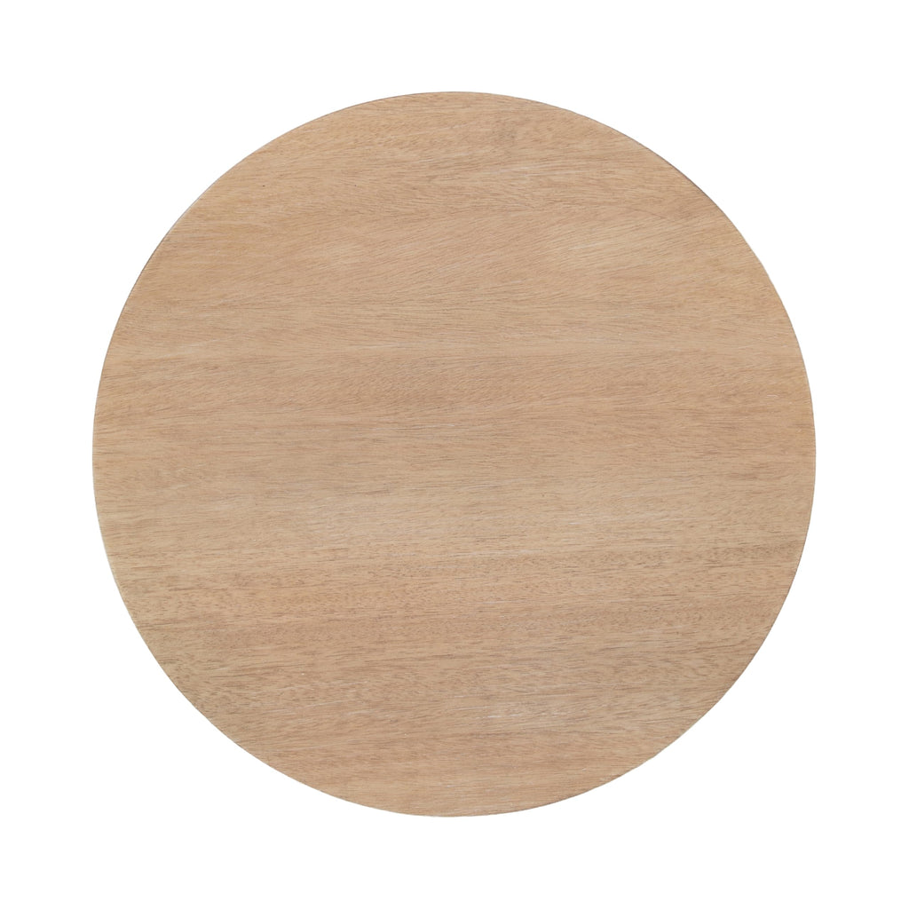 Inspired Saarinen Style Foxford Modern Tiered Round Drink Table, 12 x 12 x 30, Light Natural, Transitional Two-Tier Circle Plant Stand for