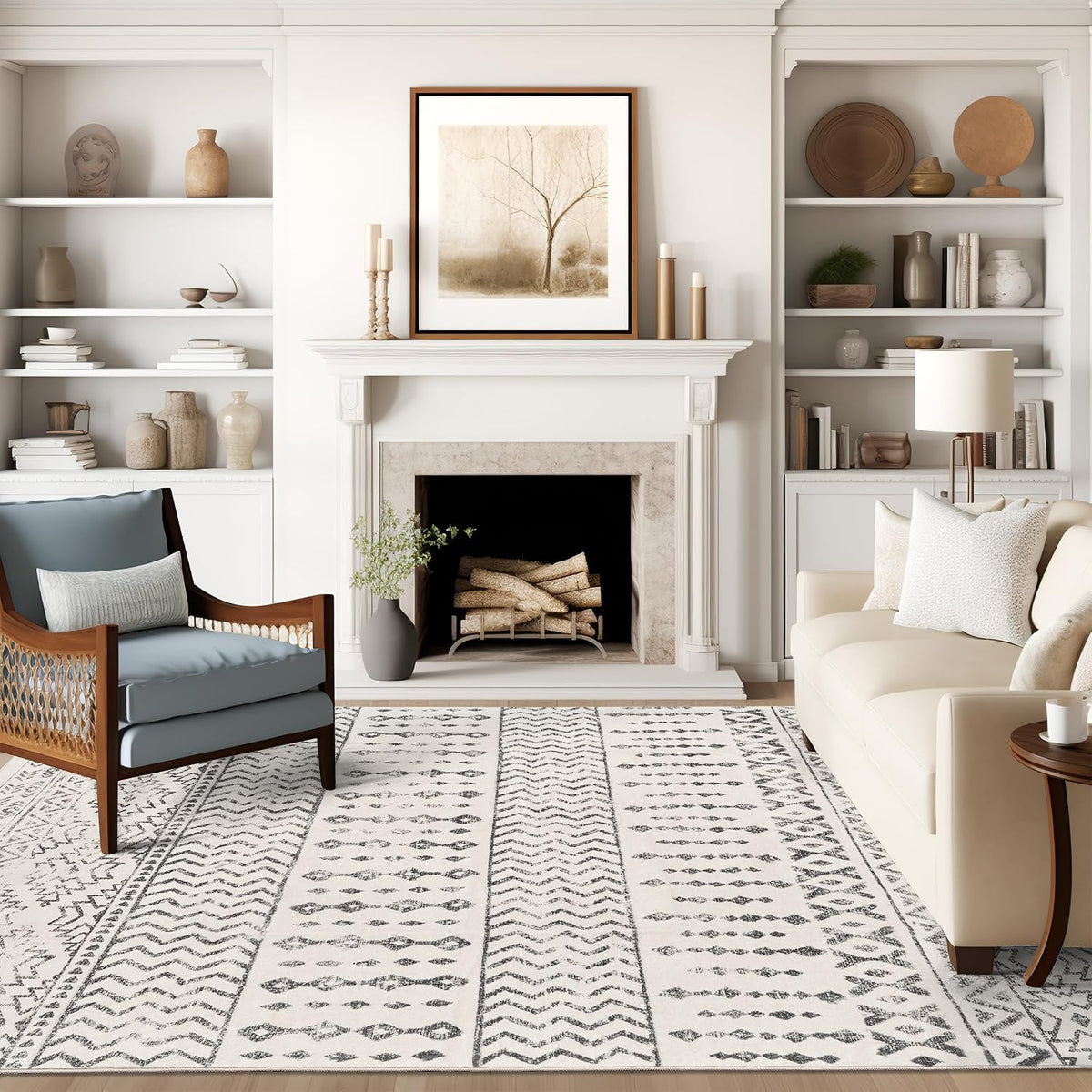 Area Rugs, Large Washable Area Rug, Ivory
