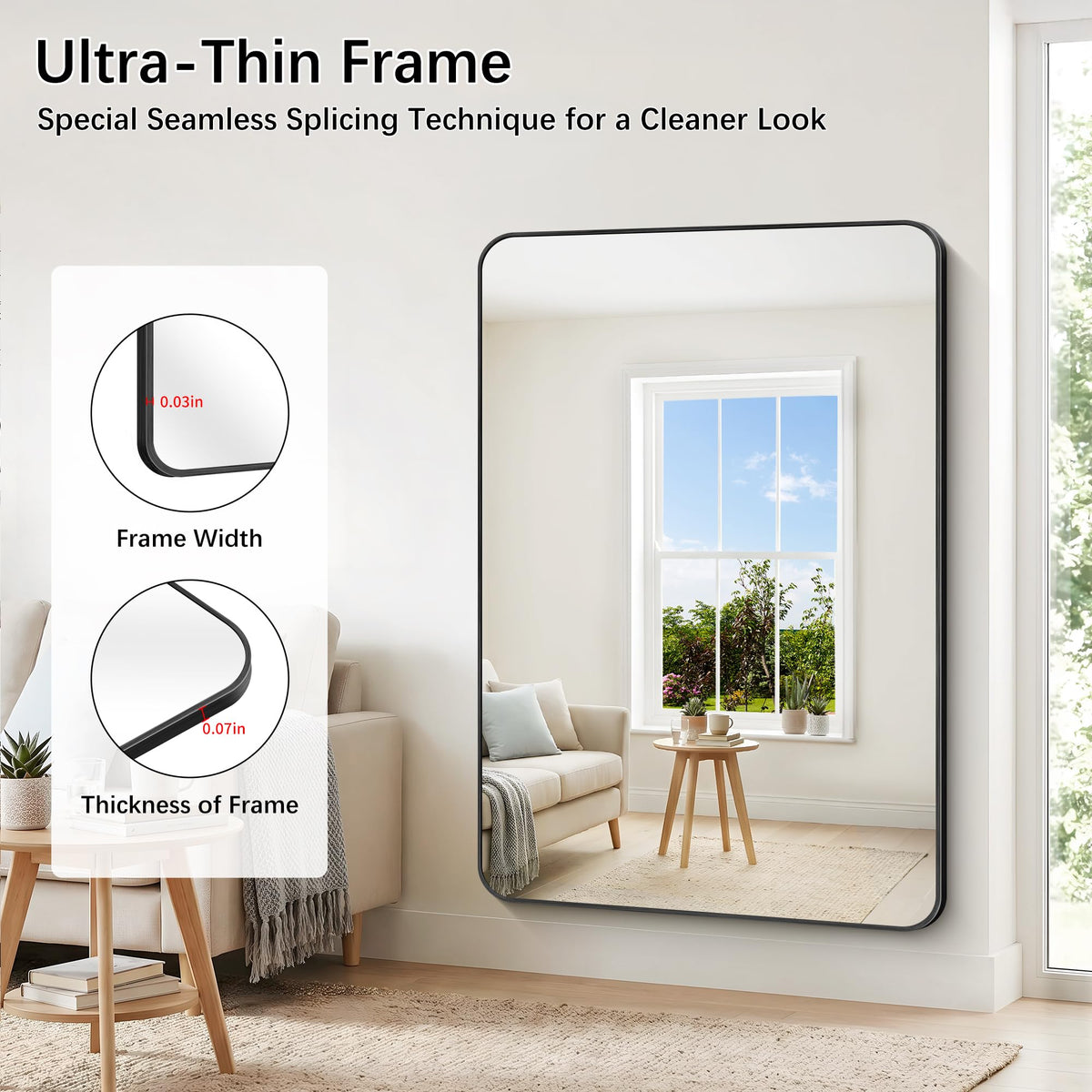 60" x 40"Bathroom Mirror, Matte Black Wall Mirror with Metal Frame, Decorative Rectangular Vanity Mirror Bathroom