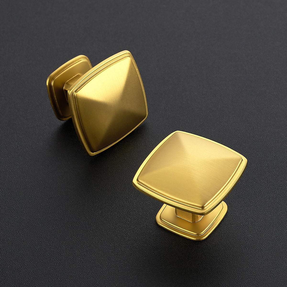 Brushed Brass Solid Knob Gold Kitchen Cabinet Pull,10 Pack,Square-1