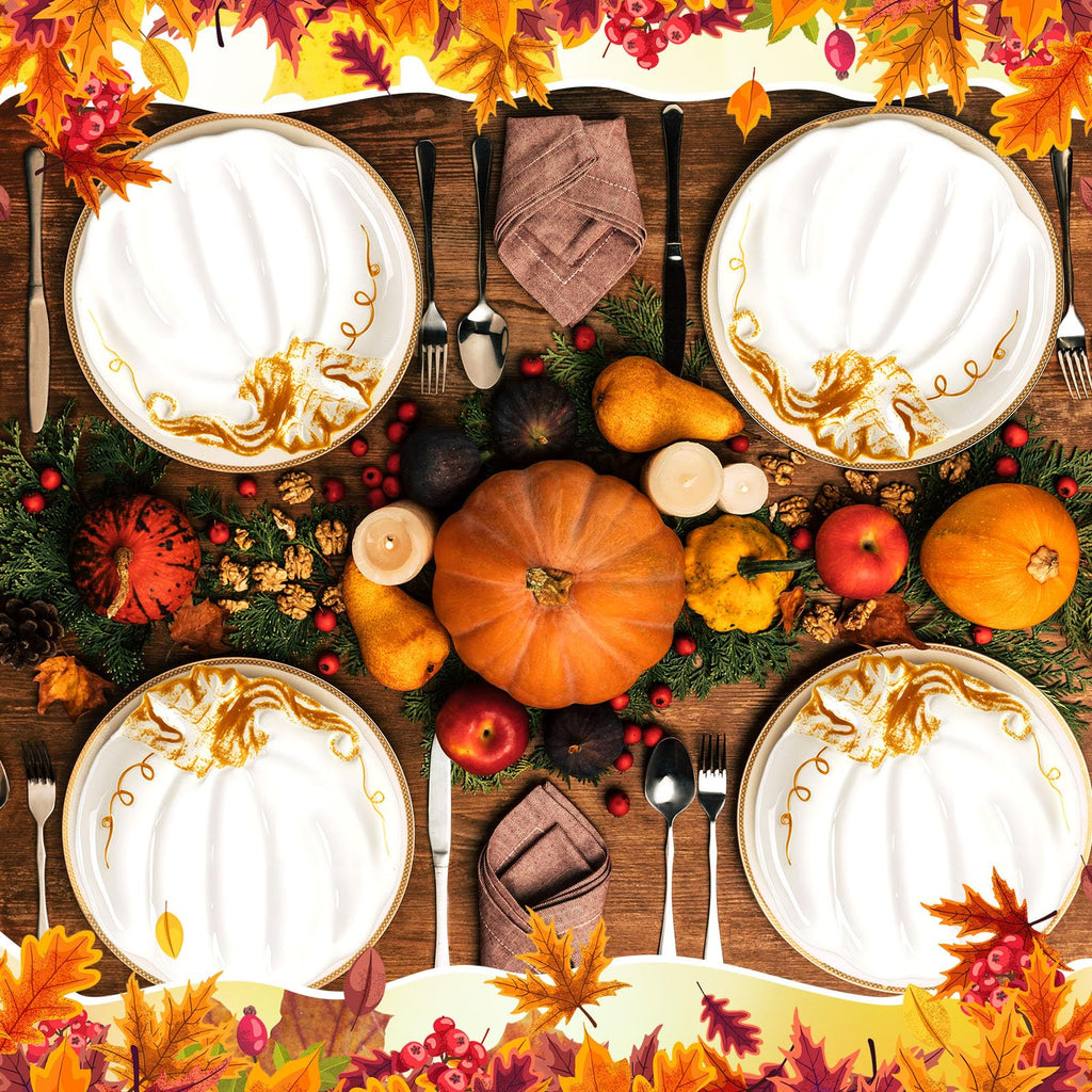 4 Pcs 7.87'' Ceramic Pumpkin Plates Fall Appetizer Dessert Dishes