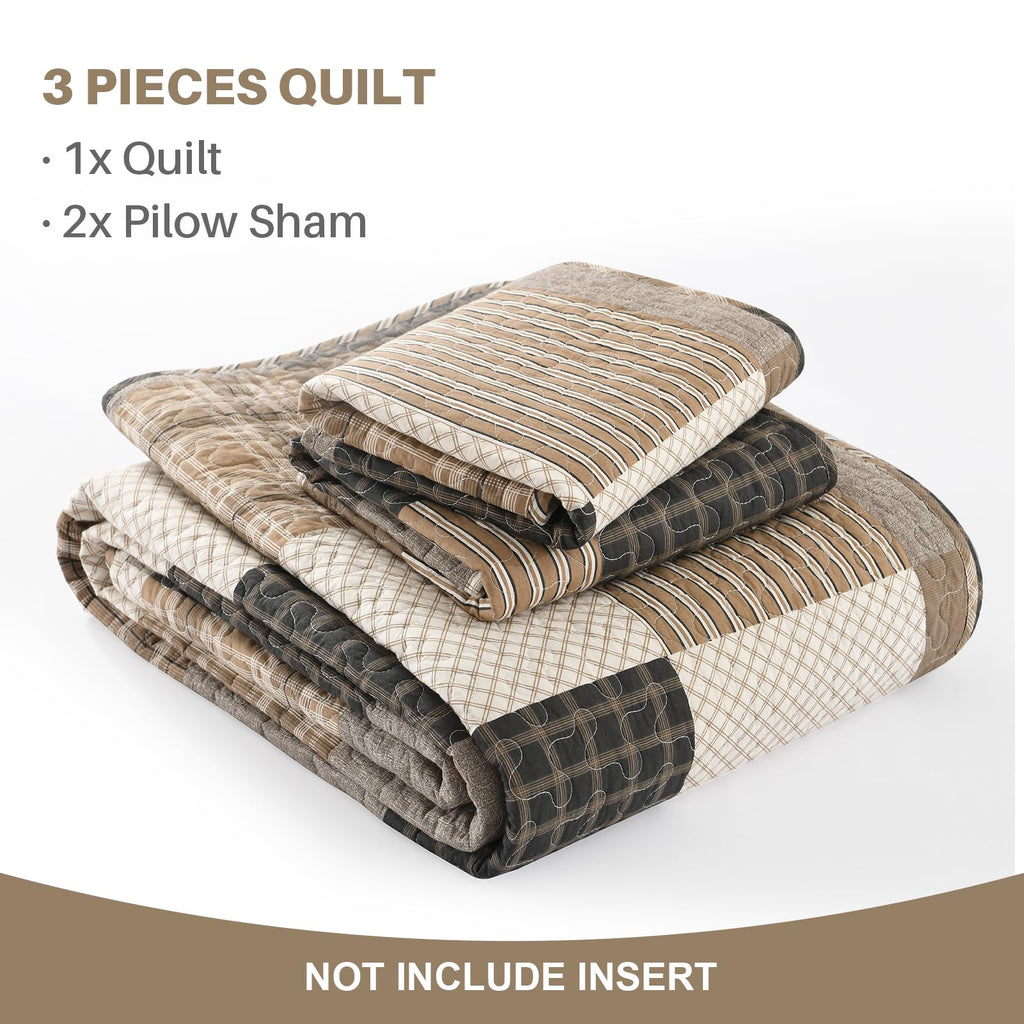 100% Cotton Quilt Set, Farmhouse Patchwork Bedspread