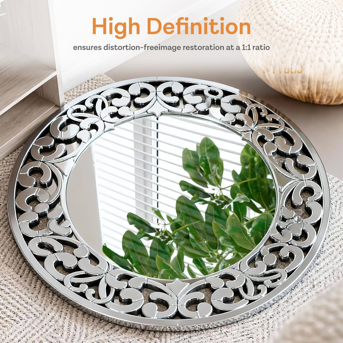 Round Wall Mirror 32 Inch Modern Silver Decorative Mirror