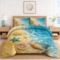 Comforter Set, 3 Pieces Beach Ocean Bedding, All Season