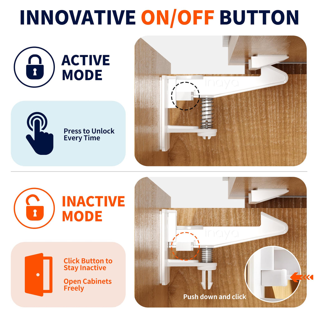 Cabinet Locks (Pro Extended - 16 Pack) - Cabinet Locks Baby Proofing