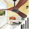 60-Inch Solid Wood Outdoor Ceiling Fan Without Lights for Large Patios