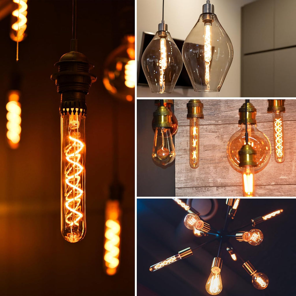 E26 Long Ediosn LED Bulb,Amber Light Bulbs 40 Watt,Spiral Filament