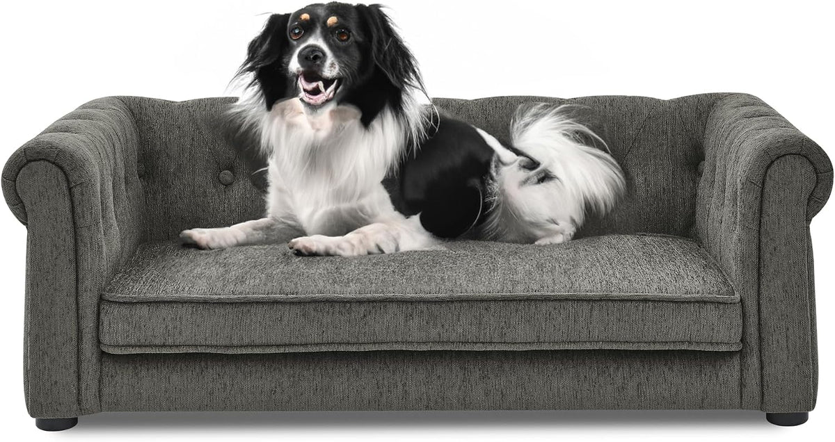 Dog Bed for Medium and Large Dogs, Elevated Pet Sofa Bed, Durable Elevated Couch Bed with Legs, Dark Gray