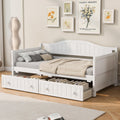 Daybed with Storage Drawers, Sturdy Pine Wood Corner Bed Frame with Headboard, Farmhouse Daybed Living