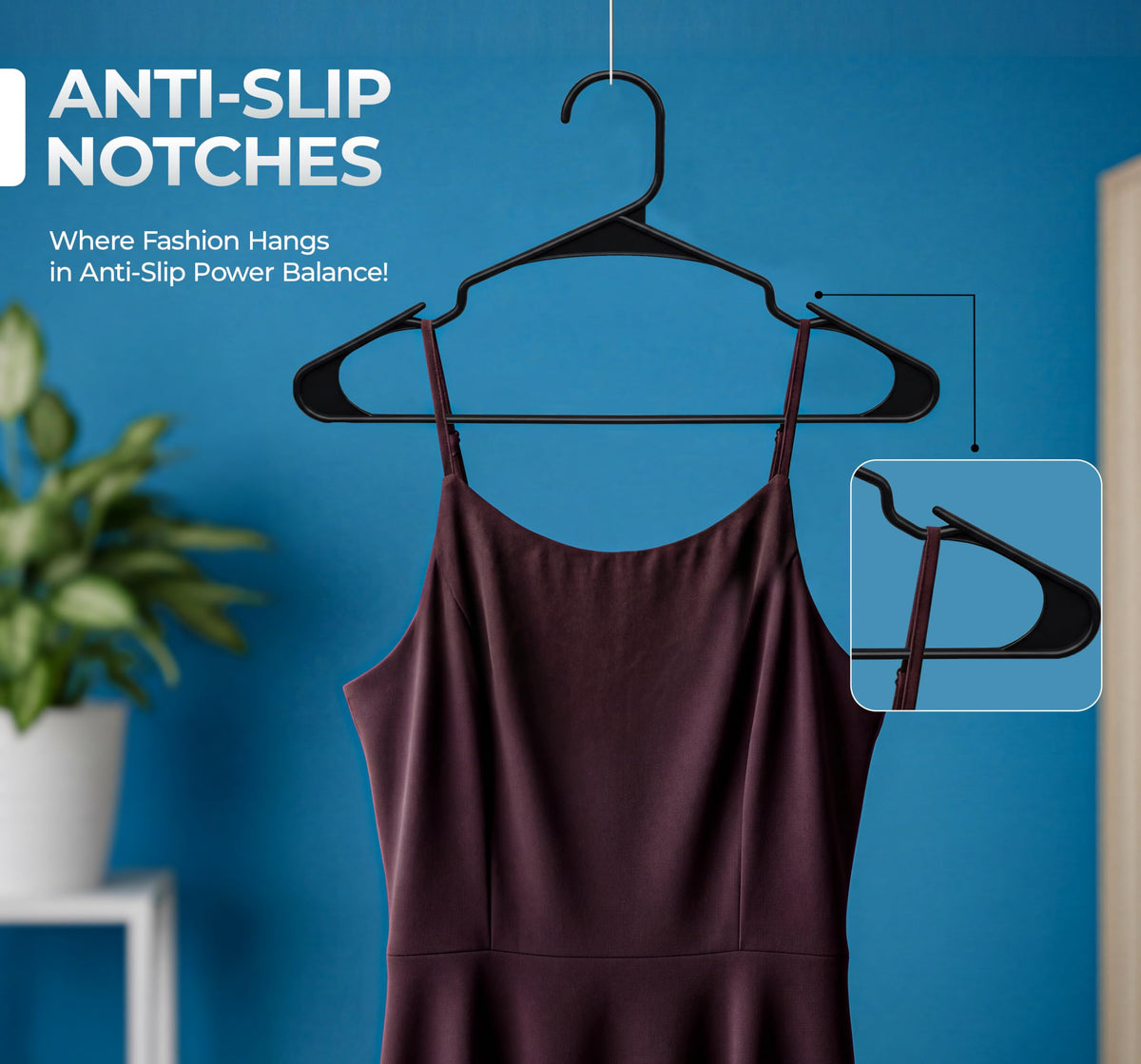 Plastic Hangers, Clothes Hangers for Closet Organization and Storage Space-Saving Design, Adult Coat Hanger for